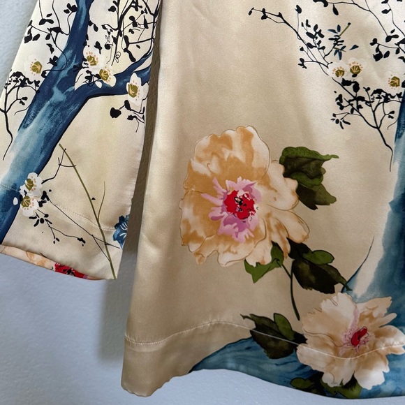 SOFT SURROUNDINGS VTG NEW M Kyoto 100% Silk Tunic • Cherry Blossom Tree Japan - Picture 4 of 15